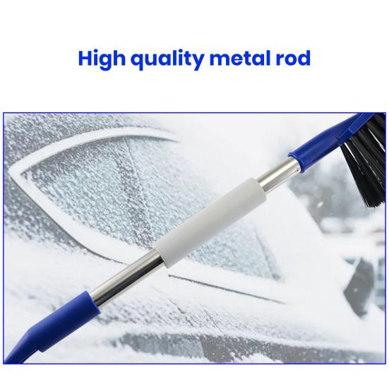 Car Snow Brush Ice Scraper Aluminum Alloy Long Handle EVA Sponge Grip Flexible Nylon Bristles Auto Windshield Snow Removal Broom Ice Shovel Tool