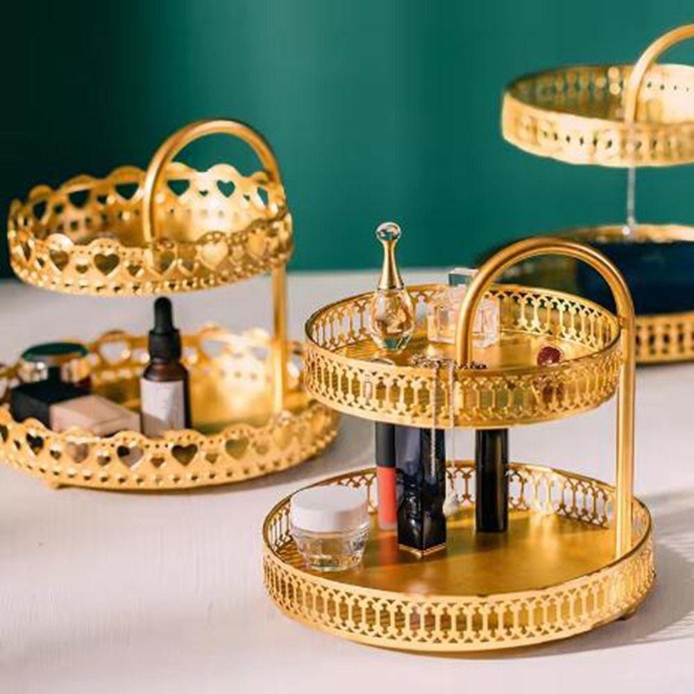 Золотой скандинавский поднос для выпечки, кованое железное блюдо для украшений, элегантный двухъярусный поднос для фруктов, гостиная