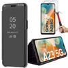 Coque de protection pour Samsung A23 5G - BOOLING - Effet Miroir Clear View - Noir - 2 Verres Trempés
