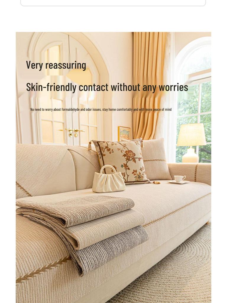 Чехол для дивана из французской кремовой кожи 2025: Элегантный, Нескользящий, Всесезонный Защитник Подушки