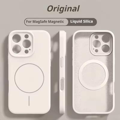 Высококачественный жидкий силикон для чехла MagSafe для iPhone 17 16 15 14 13 12 Pro Max Plus Магнитное беспроводное зарядное устройство Fundas Защитная крышка
