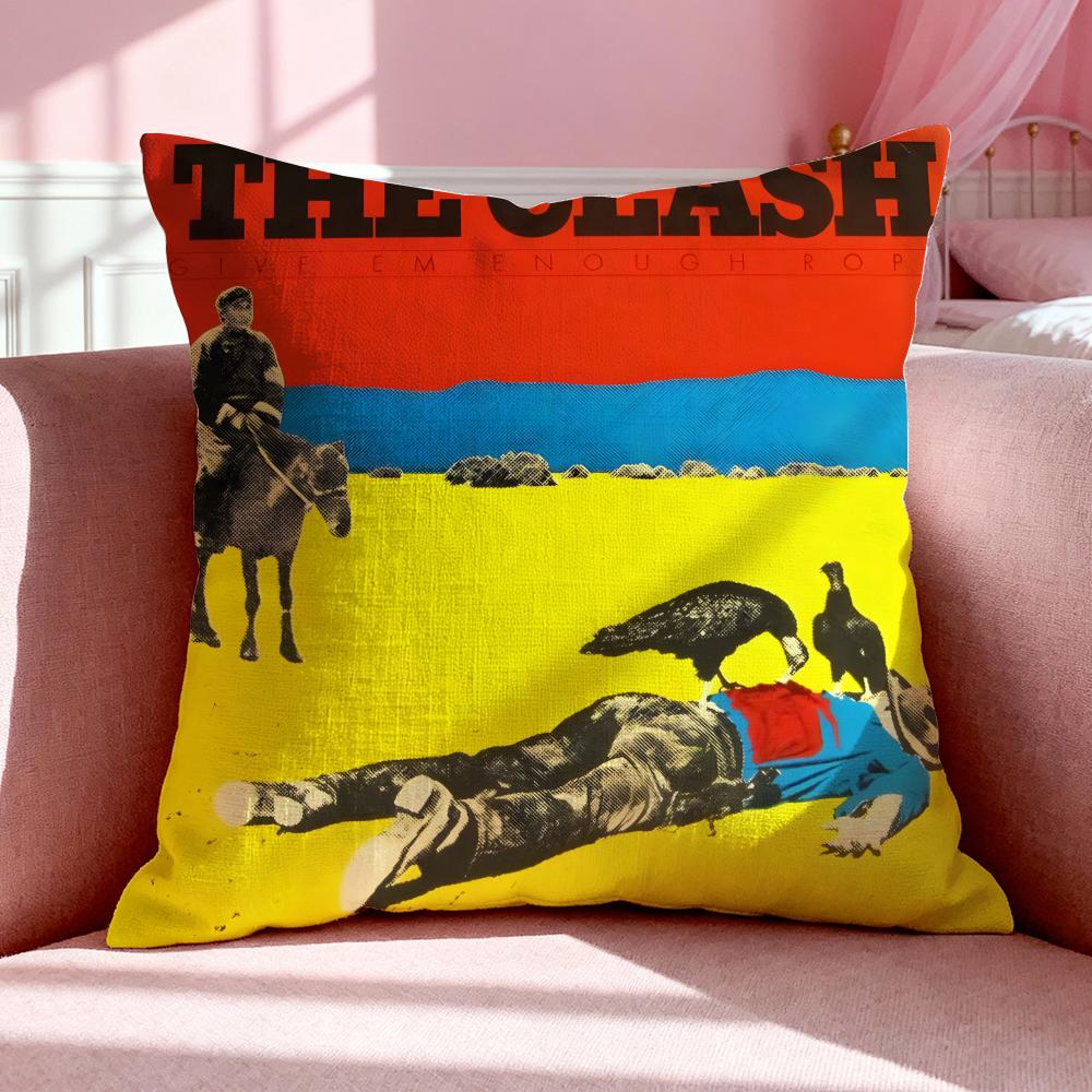 Подушка с принтом группы The Clash, дышащая наволочка из льна, летняя, без запаха, экологически чистая, с потайной молнией, стирающаяся