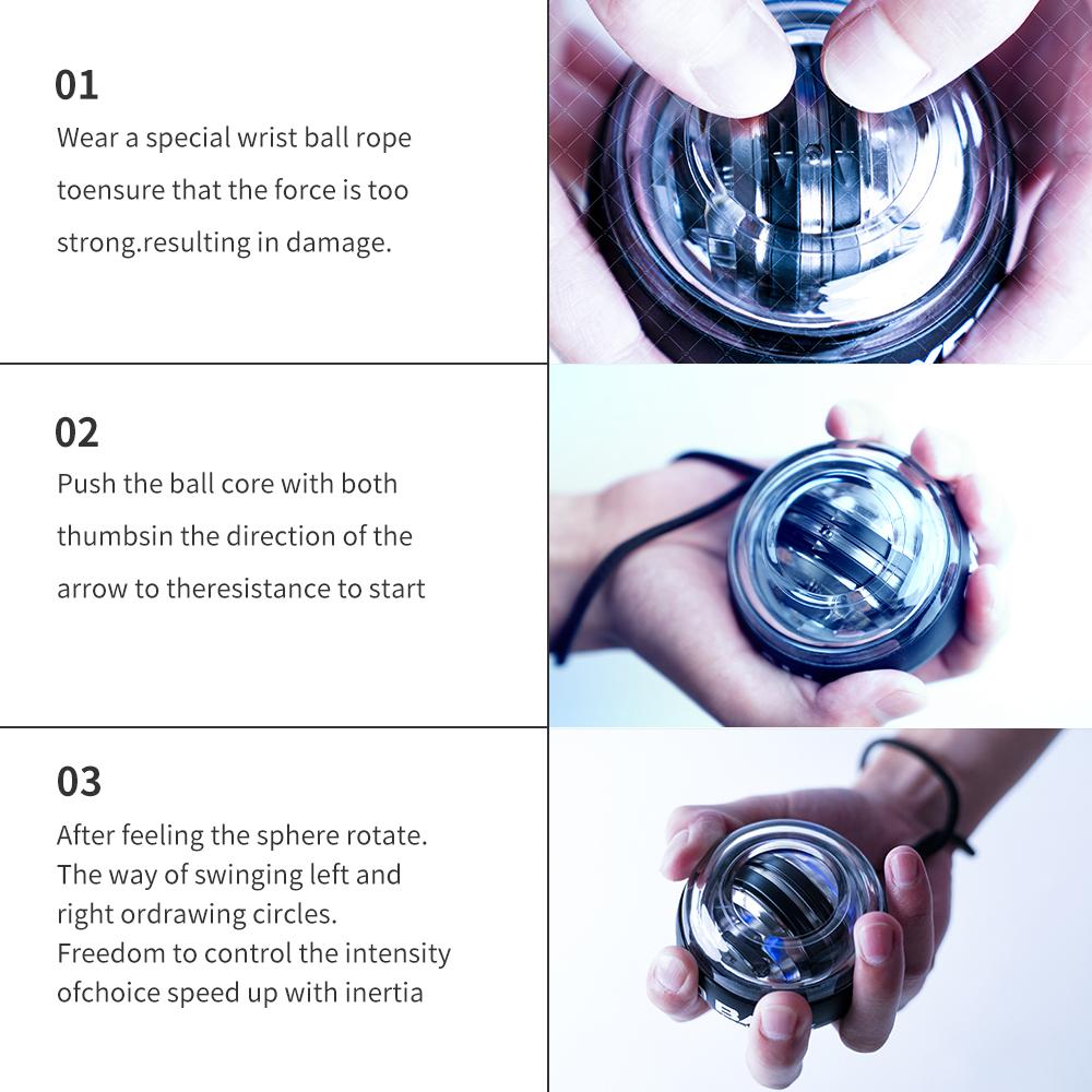 Wrist Ball Auto-Start Power Trainer Ball Wrist Strengthener Gyroscope Forearm Fitness Exerciser Power Gyro Ball Hand Trainer