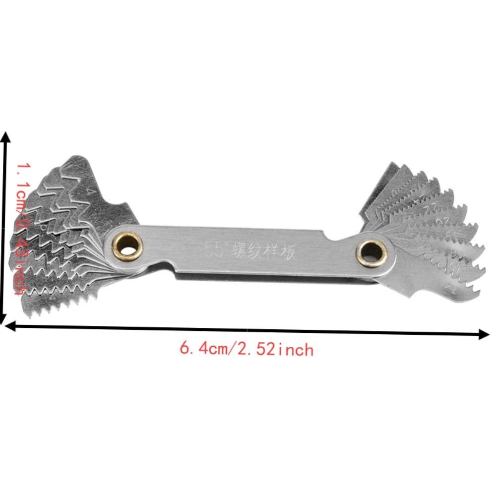 2pcs 55 Degree Screw Pitch Gauge 0.5-7.0mm Range Stainless Steel Gauge For Screw Cutting