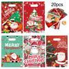 Рождественский подарочный пакет, 20 шт., праздничный мешок для конфет и печенья, упаковочная сумка с узором Санта-Клауса и оленя для праздничного декора