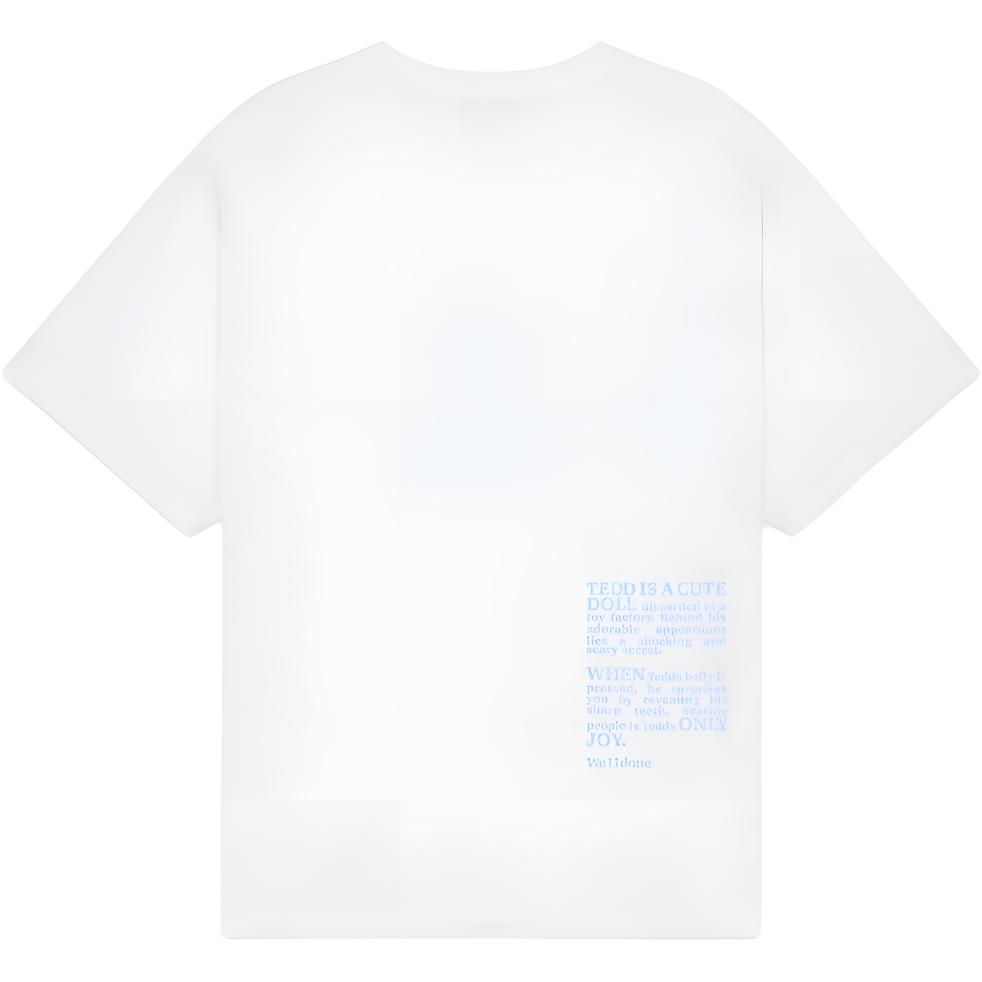 WE11DONE Белая мужская футболка с вышивкой логотипа с принтом, в рубчик, в стиле хай-стрит, с круглым вырезом, спущенным плечом, коротким рукавом, WD-TT2-24-760-U-WH