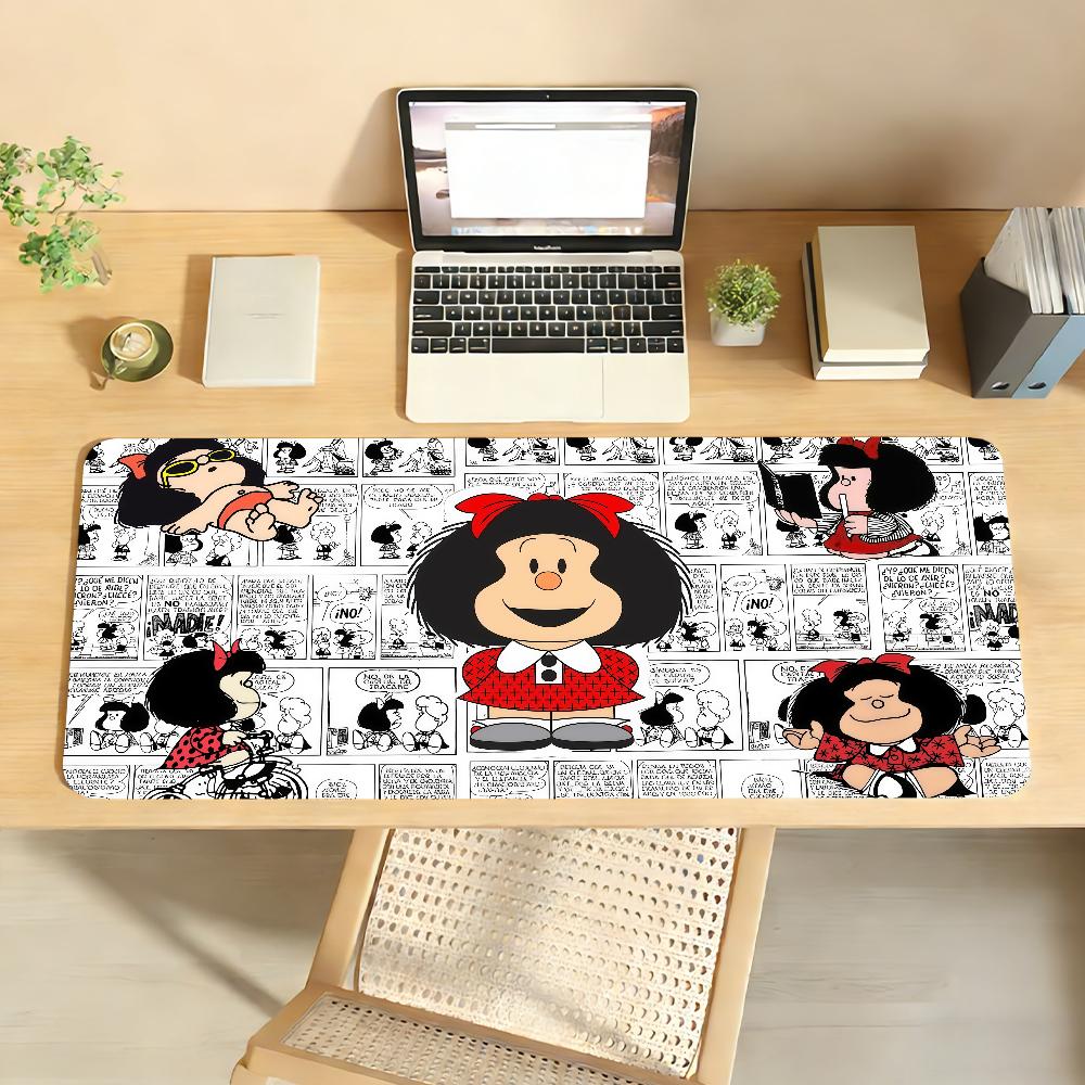 Cartoon Mafalda Mouse Pad Nonslip Locking Edge DeskMat PC Laptop Accessories Rubber Office Keyboard Large Game XXL carpet