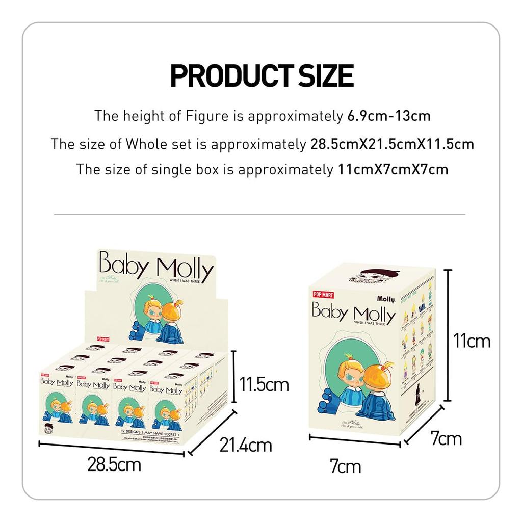 POP MART Baby Molly When I was Series Popmart Gacha Gacha Blind Box Figure Пластиковая модель Премиум-игрушка Мягкий винил ПВХ Оригинальный персонаж День рождения