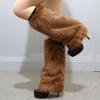 1 пара женских теплых сапог из искусственного меха лисы, однотонные эластичные меховые сапоги