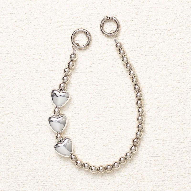 Брелок для мобильного телефона на запястье из хрустальных бусин в форме сердца с металлической пряжкой