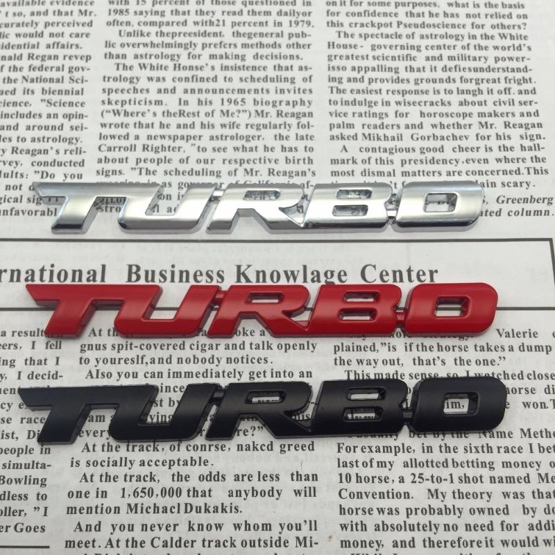 Turbo Logo Автомобиль Мотоцикл Авто Chrome 3D Металлическая Эмблема Значок Наклейка (цвет:Красный/Серебристый/Черный)