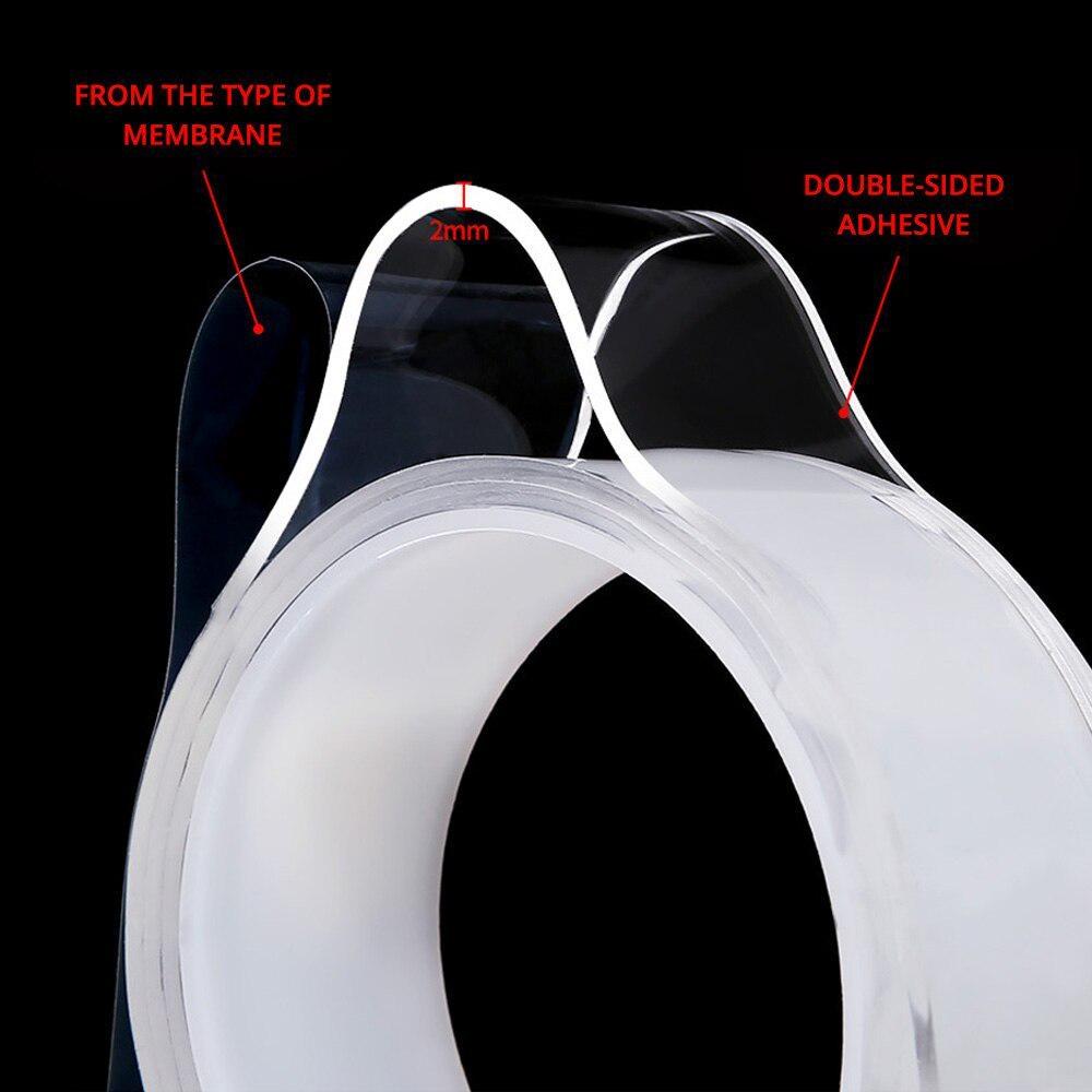 Новый двухсторонний скотч Nano Tracsless, прозрачный, многоразовый, прочный, водонепроницаемый, устойчивый к воздействию тепла, очищаемый, специальный для автомобилей