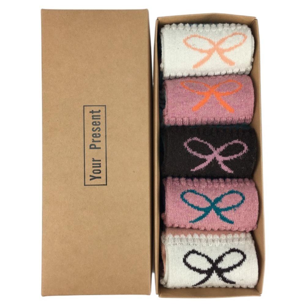 5 пар Шерстяных Рождественских Носков Носки средней длины с Рождественской елкой Милые Женские Носки Счастливого Нового года