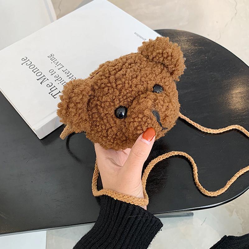 Childrens Animal Plush Bear Bag Cute Cartoon Shoulder Messenger Purse Fluffy Toy for School Picnic
