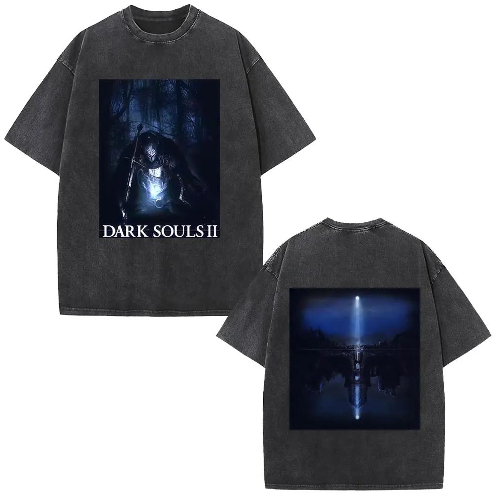 Стирка Винтажная Игровая Футболка Dark Souls Мужская Женская Ретро Готическая Рок Футболки Мужская Панк Оверсайз Футболка