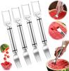 2-in-1 Stainless Steel Fruit Cutter Portable Fruit Forks Slicer Stainless Steel Fruit Cutter for Home Party Camping Kitchen Tool