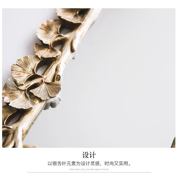 Ins Скандинавский Стиль Европейская Свадебная Декоративная Тарелка Круглая Гинкго Билоба Зеркальный Золотой Поднос Десертный Стол Торт Большой Поднос