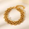 18K Gold Woven Bracelet: European & American Design, Stainless Steel, Women’s Fashion Accessory.