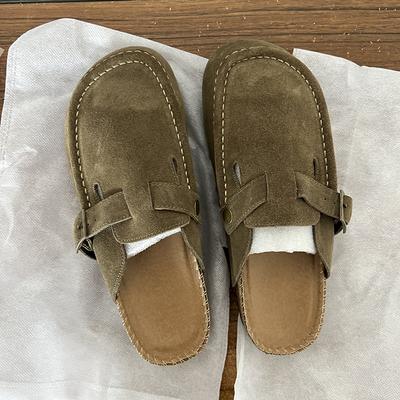 2024 женские закрытые тапочки из коровьей замши сандалии для женщин ретро ручной работы садовые мюли сабо шлепанцы мюли сабо