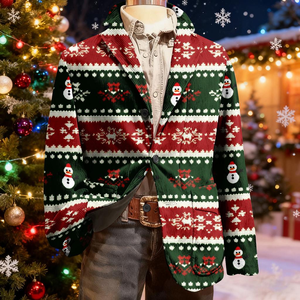 Мужской уродливый рождественский вельветовый теплый карманный пиджак-кардиган, мужской повседневный костюм