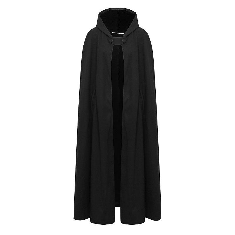 Зимнее шерстяное пальто макси с капюшоном, средневековый винтаж, кашемировая шаль, свободная длинная накидка с капюшоном, длинная шерстяная куртка