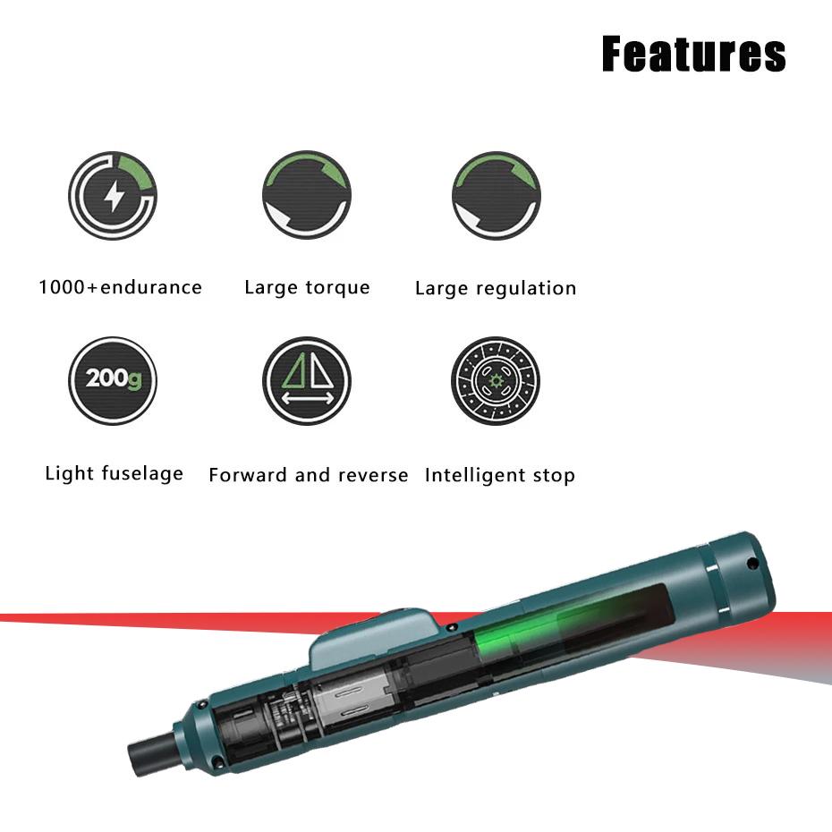 Mini Cordless Electric Screwdriver 3.6V Li-ion Adjustable Torque Portable Tool Kit Home DIY Electronics Repair Blue