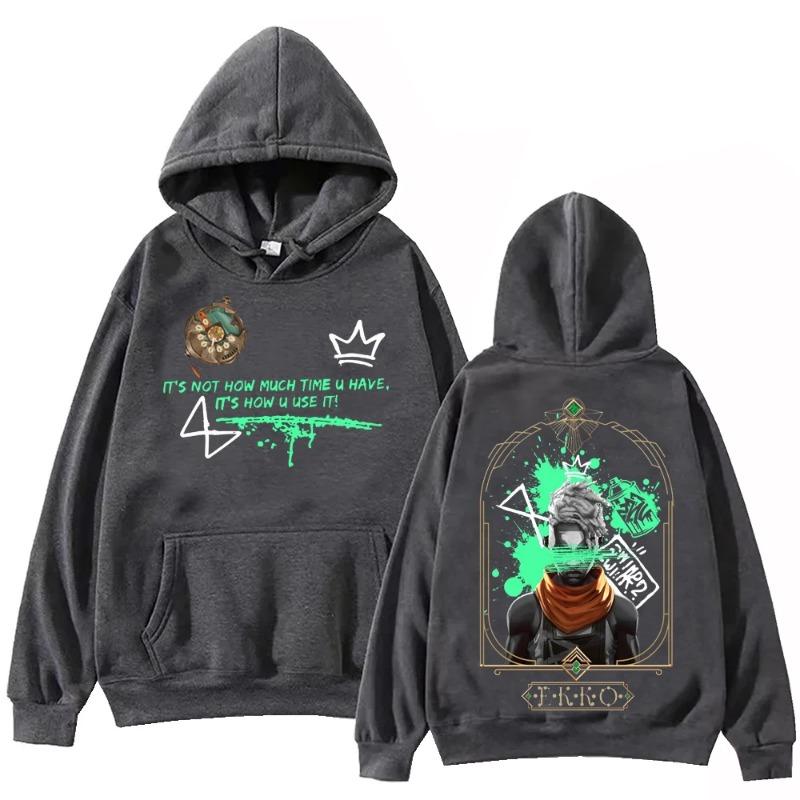 Горячая аниме Ekko-Arcane Hoodie Harajuku Hip Hop Pullover Tops Популярная музыкальная толстовка Fans Gift Hoodies & Hoodies Men's