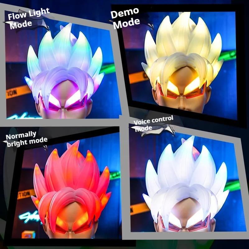 Hot Saiyan Glowing Mask Dragon Ball Glowing Mask Colorful Lights Fog Effects Creative Cosplay Goku Props Headgear Anime Fan Gift