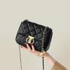 New Spring and Summer Strip Bag Crossbody Bag Chain Genuine Leather Women's Bag Diamond Lattice Bag Small Square Bag