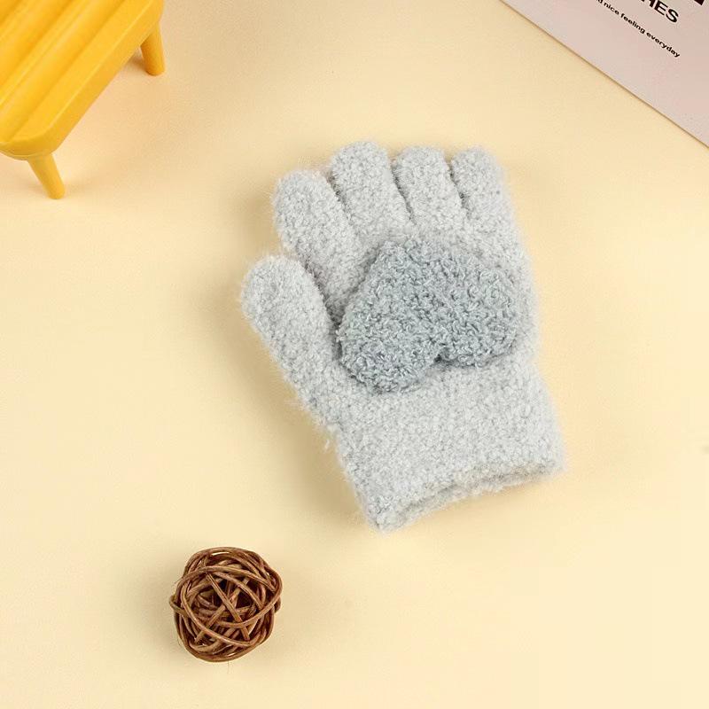 Детские зимние перчатки в корейском стиле с милым медведем - Теплые, Защищающие от холода, Пятипалые для мальчиков и девочек