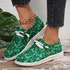Four Seasons Canvas Women Four-leaf Clover Printing Colourful Europe and The United States Flat Casual Shoes Plus Size
