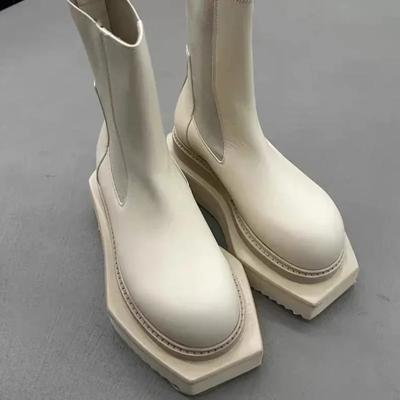 Дизайнерские женские ботинки на платформе с квадратным носком и толстой подошвой, мотоциклетные ботинки, мужские модные короткие ботинки, зимние новые женские ботинки «Челси»