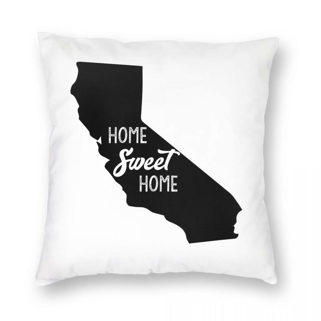California Sweet Home Square Pillowcase Polyester Linen Velvet Pattern Zip Decor Throw Pillow Case Home Cushion Cover