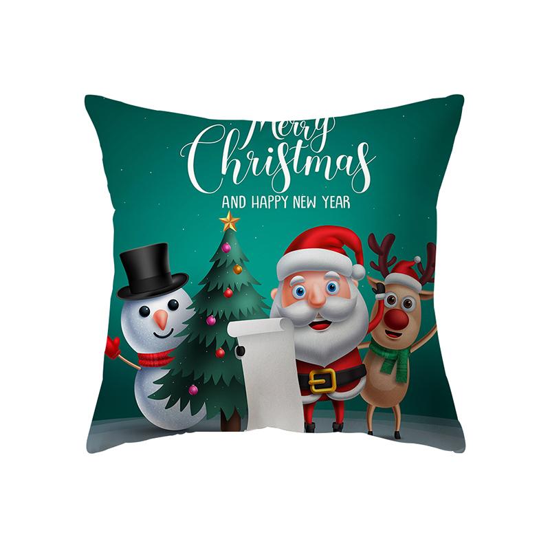 Santa Claus Christmas Theme Printed Pattern Cushion Cover Home Living Room Sofa Decoration Square Pillow Pillow Cover