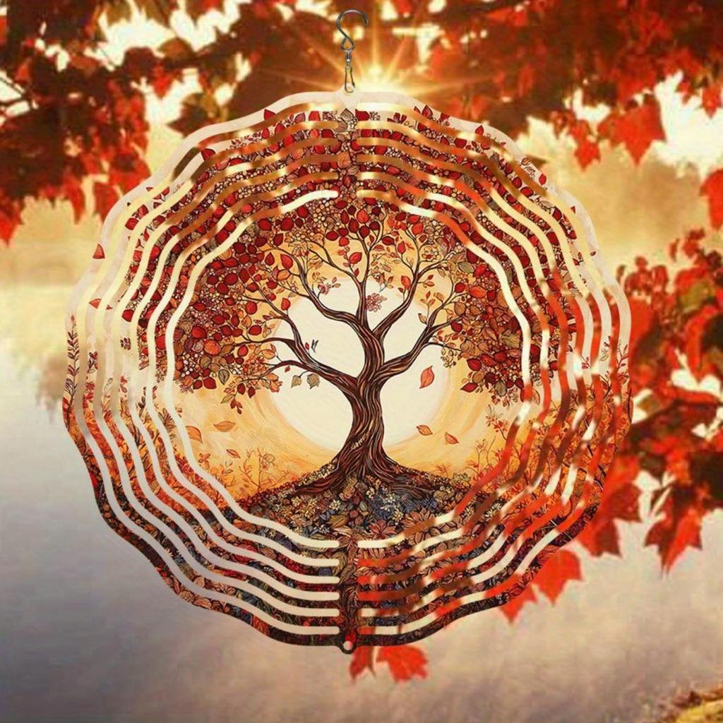 Клен красный 2D Ветряк Металлический Подвесной Садовый Декор для Улицы и Дома Легкая Установка Не Требуется Питание Ветровая Скульптура