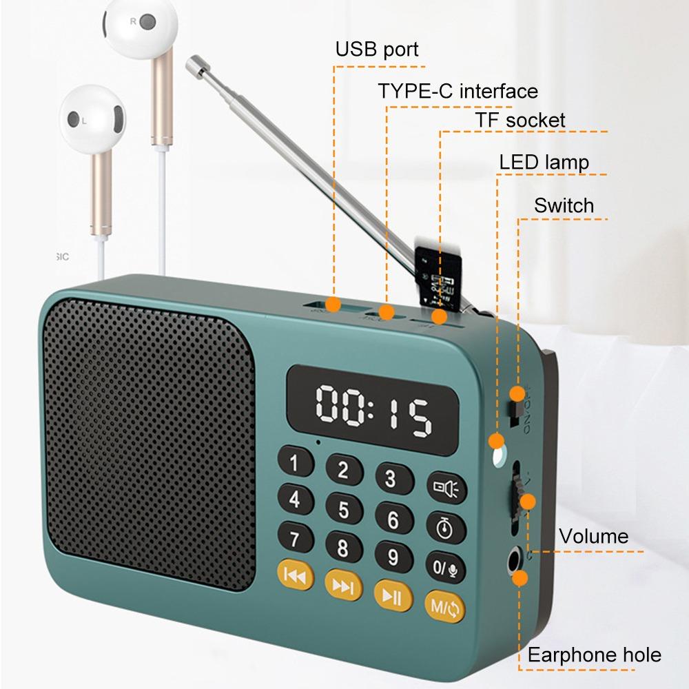 Bluetooth-Compatible Music Player Rechargeable MP3 Player High Quality Portable Radio