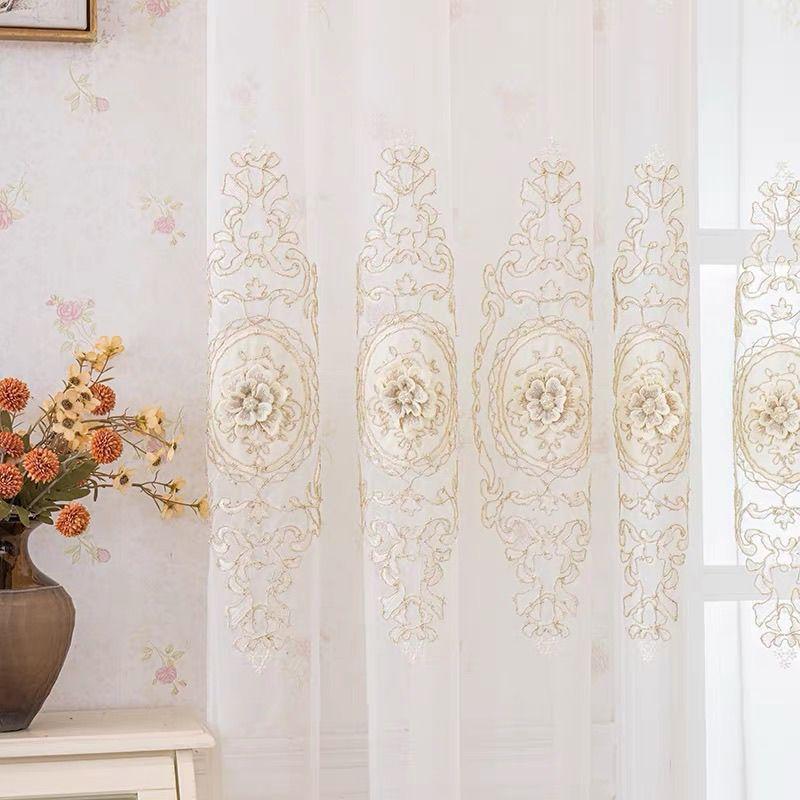 Европейский стиль Шторы для гостиной Готовый продукт Роскошная тисненая вышивка Жаккард Вилла Шторы