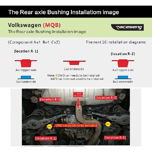 Subframe Rear Axle Rigid Collar control bushing For VW Golf 7 GTI Magotan Passat A3/S3 TT MQB Golf 8 GTI Forged aluminum alloy