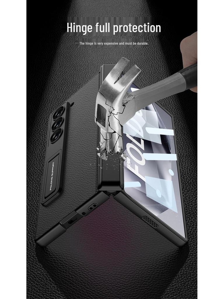 Чехол для Samsung Z Fold6: Гладкая кожа, Магнитная петля, Встроенная защитная пленка для экрана, Креативный трансграничный дизайн
