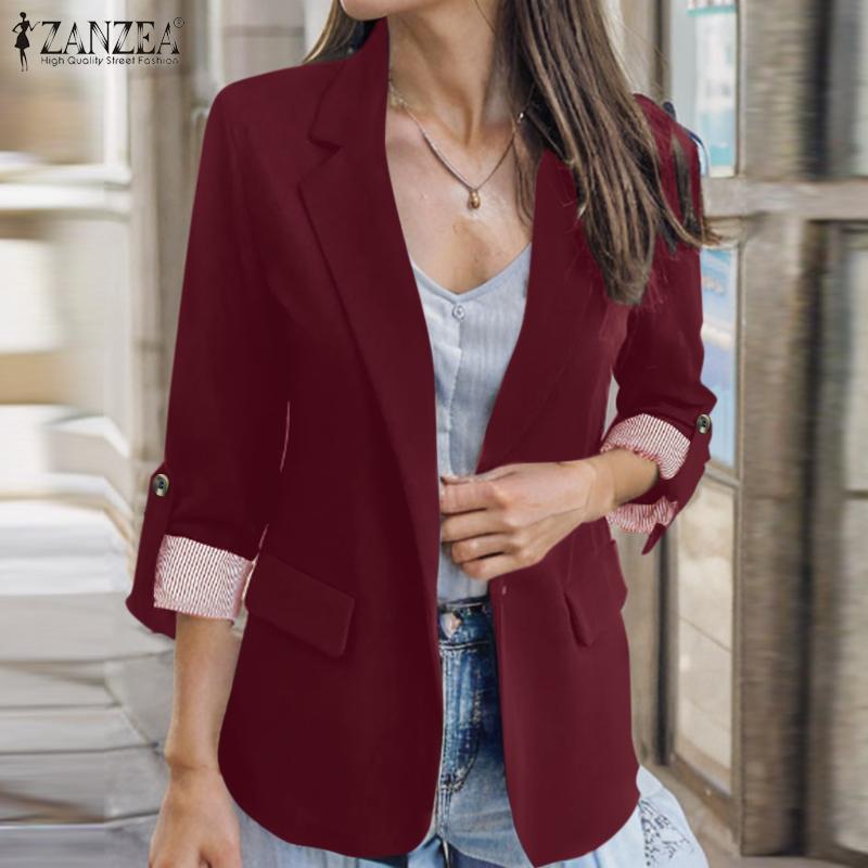 ZANZEA Женский модный пиджак с воротником и длинным рукавом в полоску