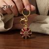 Octagonal Cap Key Ring Rhinestone Ethnic Hat Keychain, Bling Car Lightweight Fashion Accessories Ring, Zinc Alloy Pendant for Backpacks and