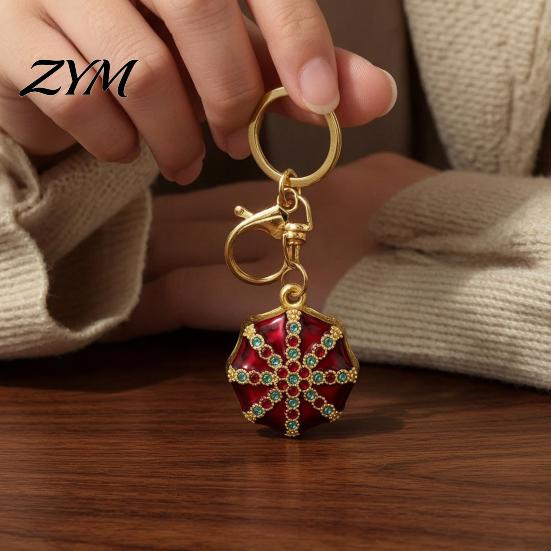 Octagonal Cap Key Ring Rhinestone Ethnic Hat Keychain, Bling Car Lightweight Fashion Accessories Ring, Zinc Alloy Pendant for Backpacks and