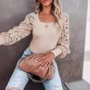 Autumn Fashion Lace Long Sleeved Pullover with Small Pit Stripe T-shirt Fashionable Women's Top