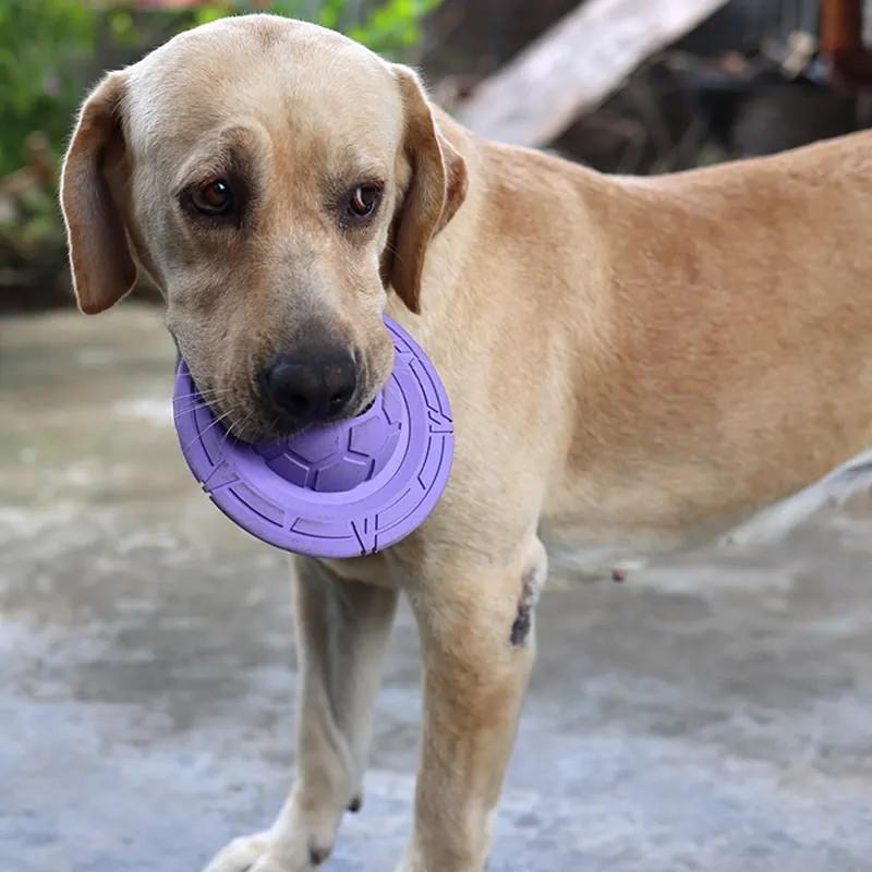 Interactive Natural Rubber Dog Toy Educational Training Anti-Bite Chew UFO Flying Saucer Movement Pet Accessories