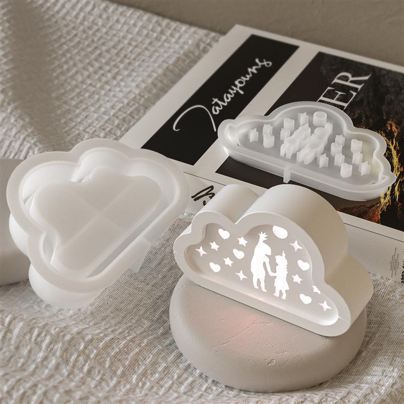 Cloud Gift Box Mirror Silicone Mold DIY Hollow Starry Sky Deer Love Lamp Silhouette Molds Plaster Resin Craft Making Home Deco