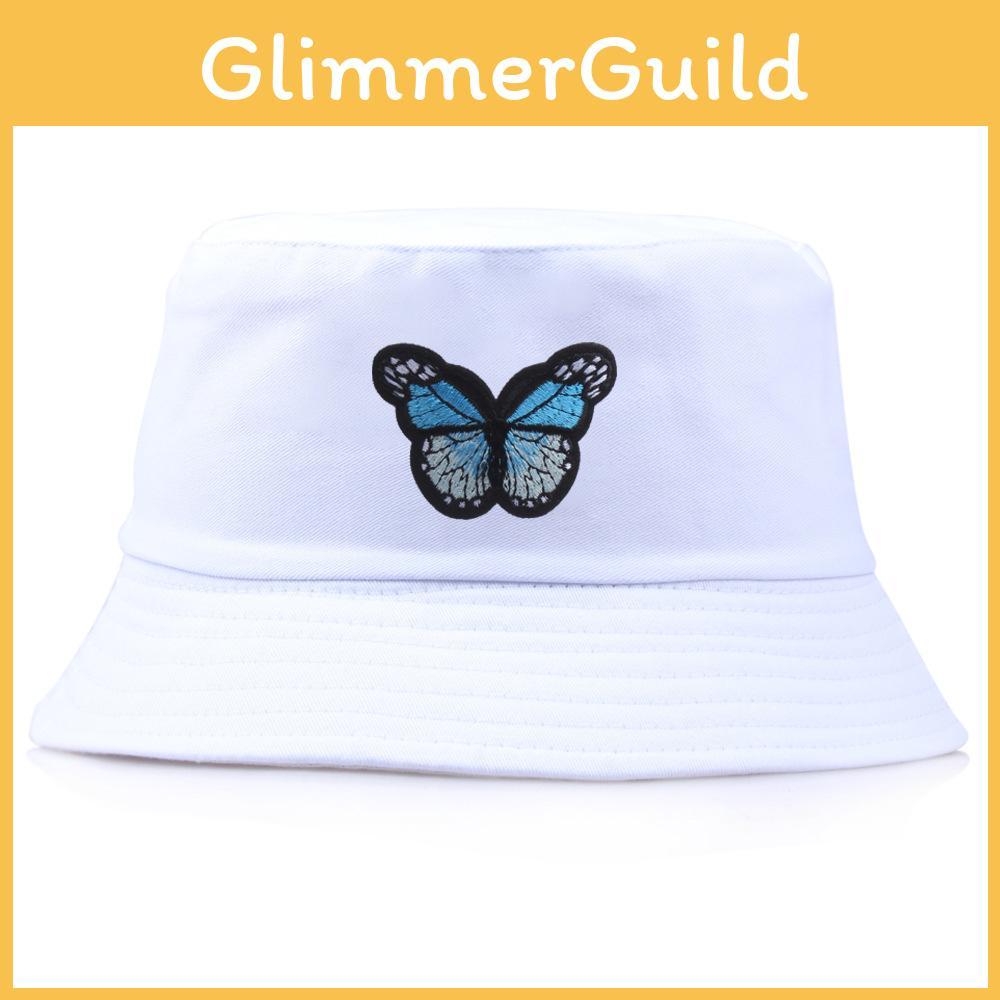 Butterfly Pattern Embroidery Bucket Hat Fisherman Hats Stylish Casual Headwear