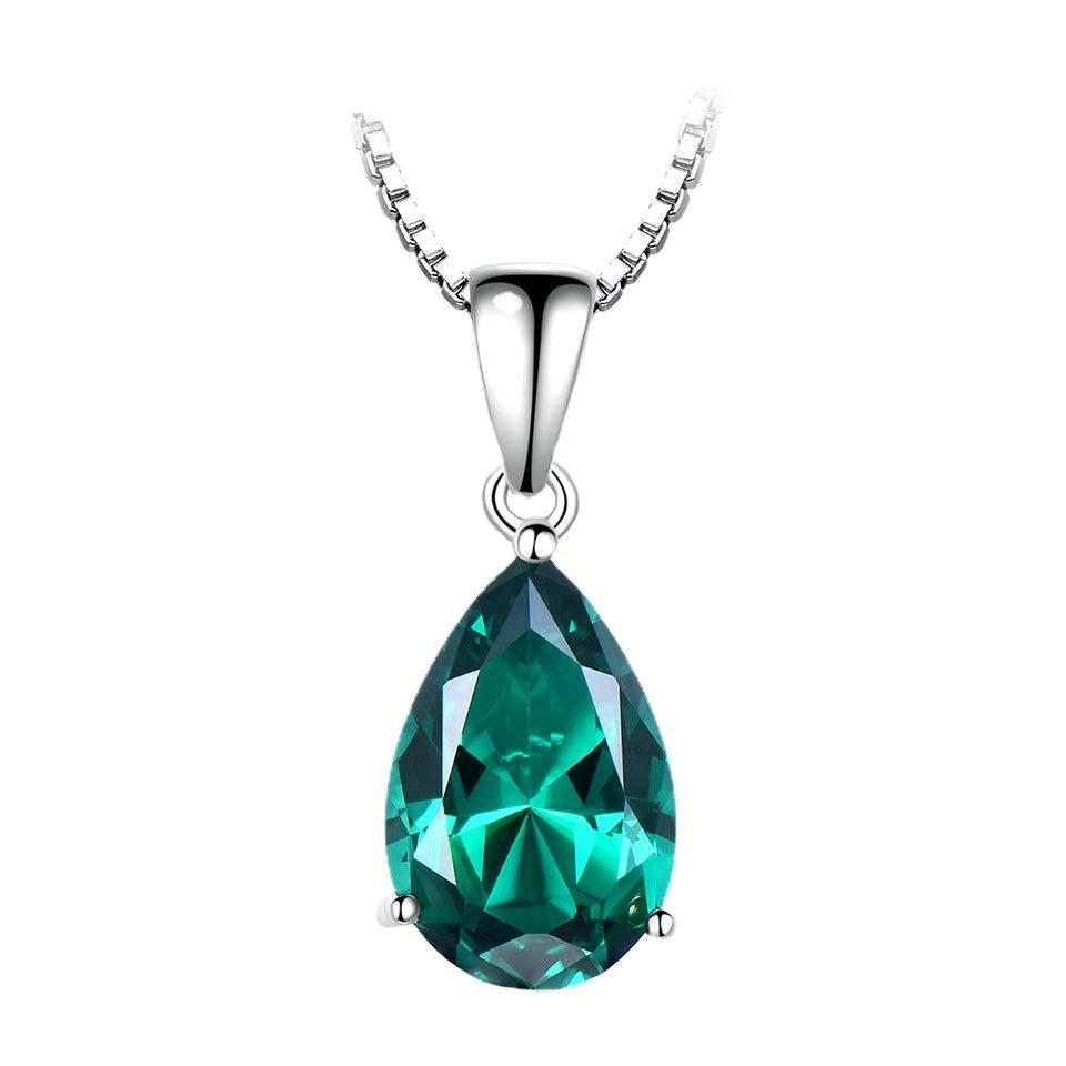 100% 925 Sterling Silver Pendant Necklace for Women High Quality Gemstone Simple Blue Emerald Wedding Party Fine Jewelry Gift