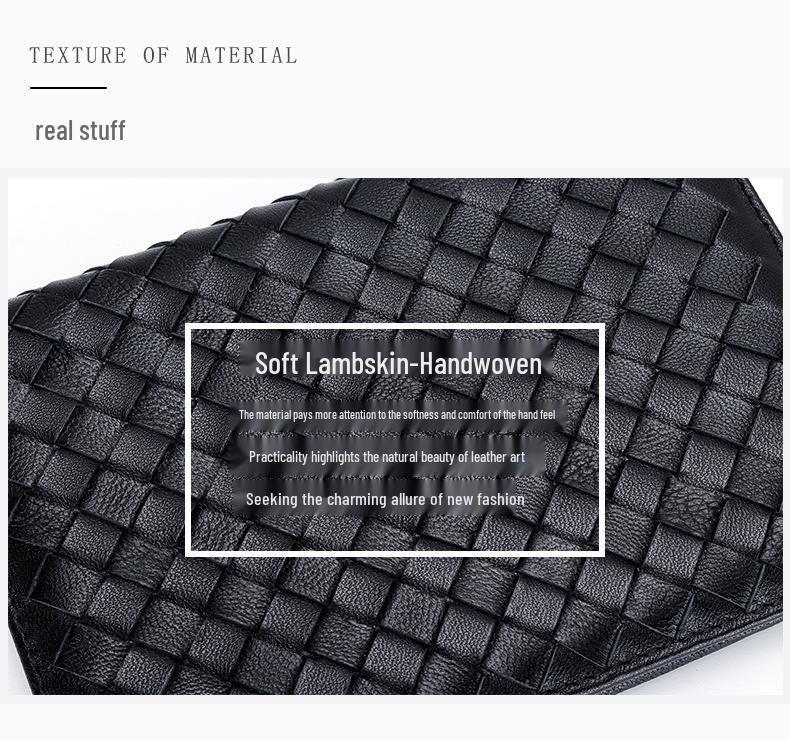 Sheepskin Woven Passport Holder: Women's Genuine Leather Multi-Card Slot Vertical Wallet