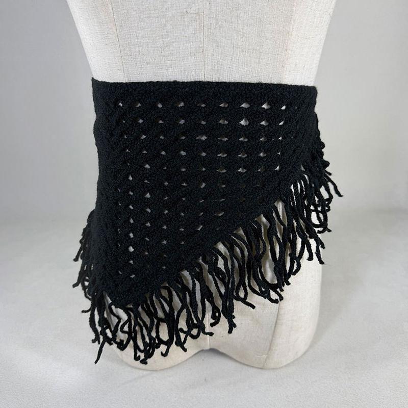 Hollowing Out Triangle Headscarf Ethnic Style Turban Hair Scraf Multifunctional Bohemian Tassel Hip Apron Waist Band