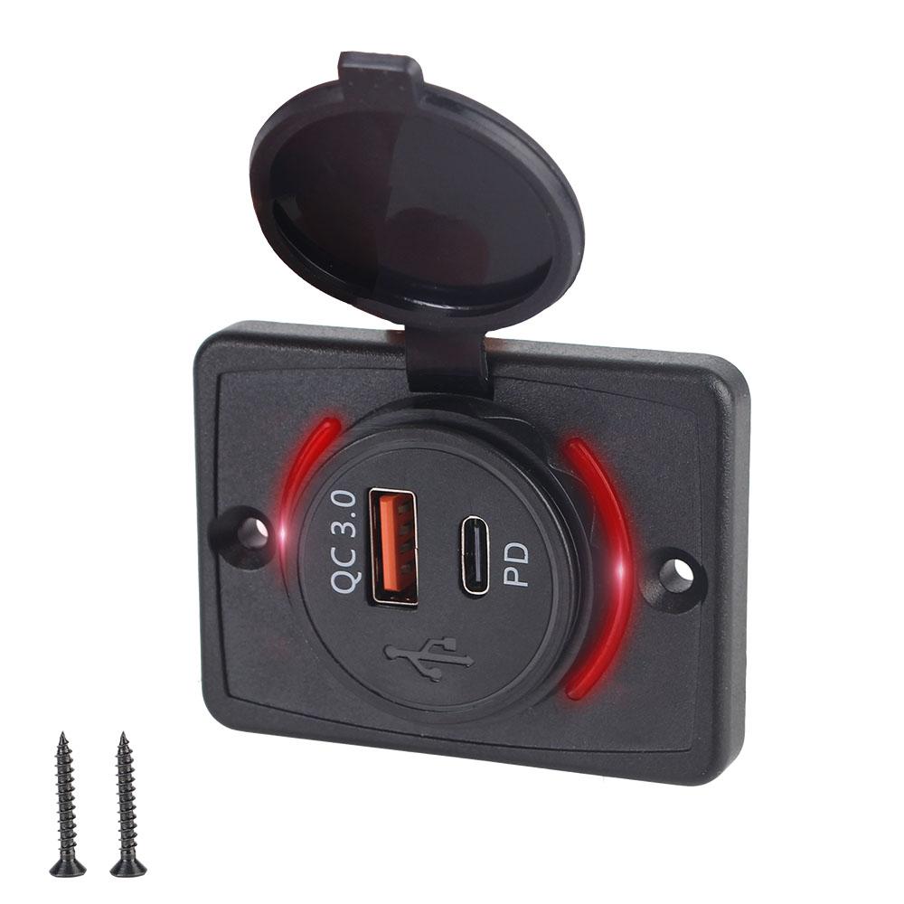 Для автомобиля, морской лодки, автофургона, светодиодное автомобильное зарядное устройство 12-24 В, автомобильное зарядное устройство с USB-портом, водонепроницаемое автомобильное зарядное устройство, панельный адаптер гнезда QC3.0+PD